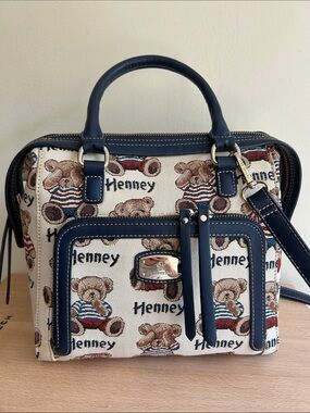 Henney Bear Teddy Bear Canvas Crossbody/ Hand Bag